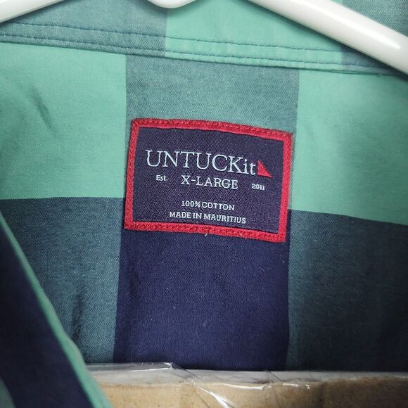 UNTUCKit Button-up Shirt Men's Size XL Blue/Green Plaid Long Sleeves Bonarda - Picture 7 of 10